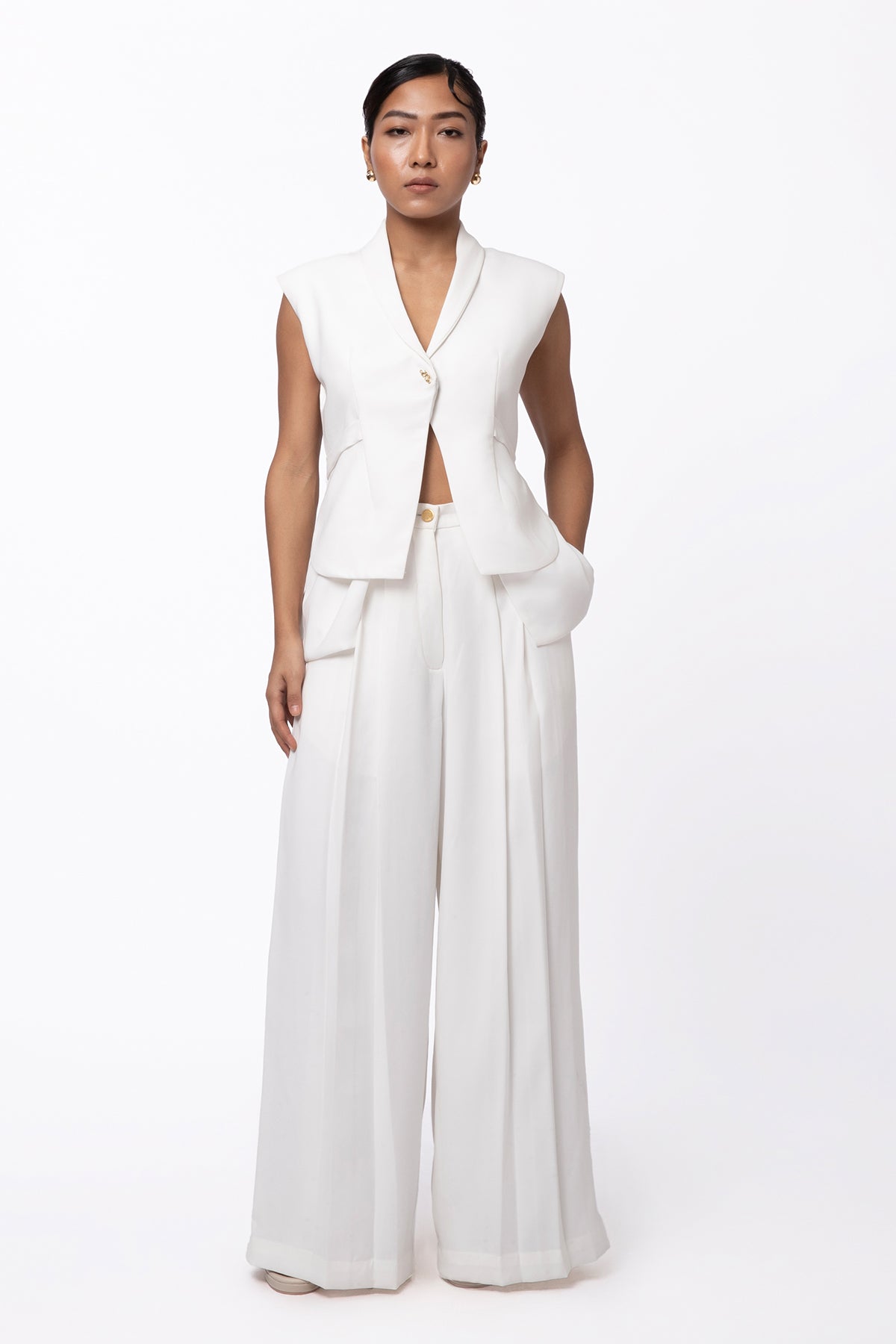 Glow Blazer Top - White