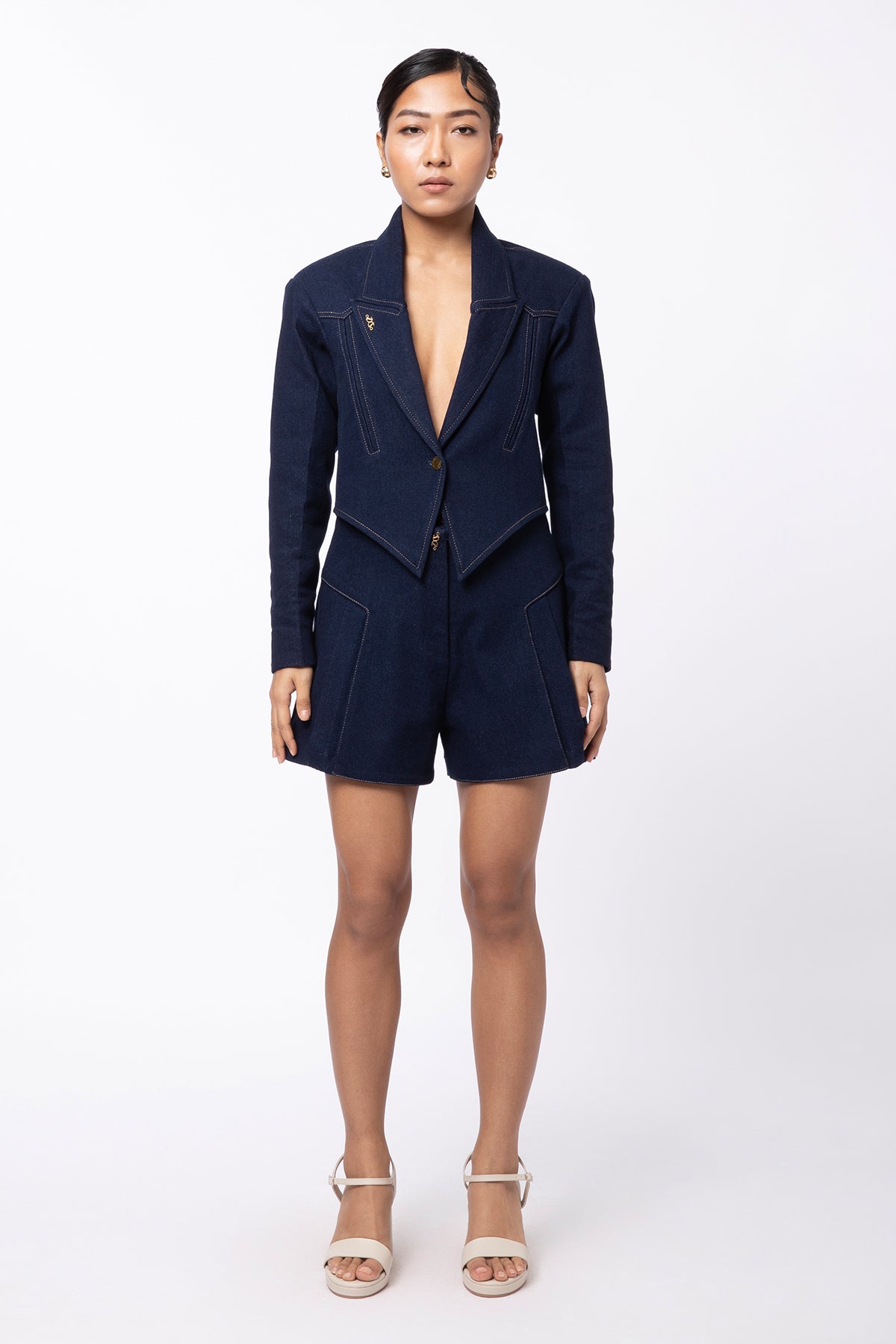 Fade Crop Jacket - Navy Blue