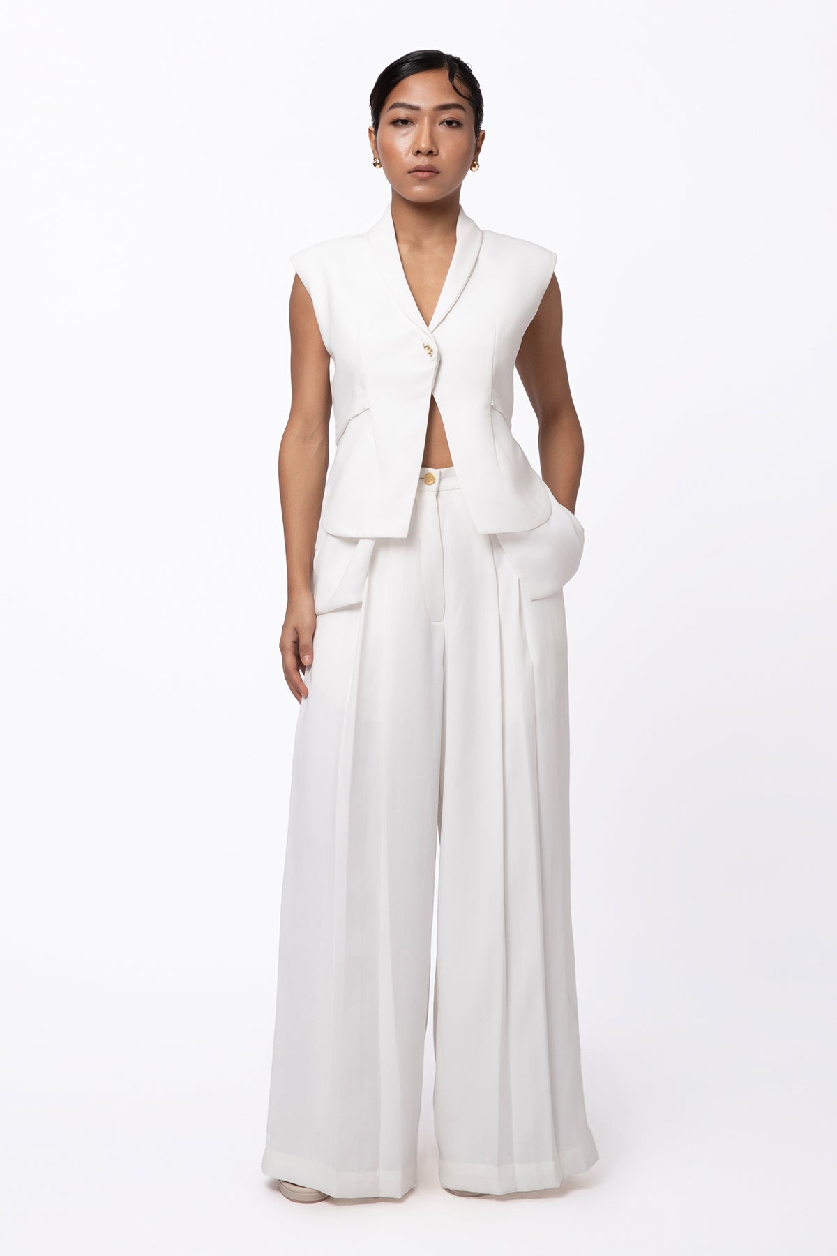 Glow Pleated Trousers - White