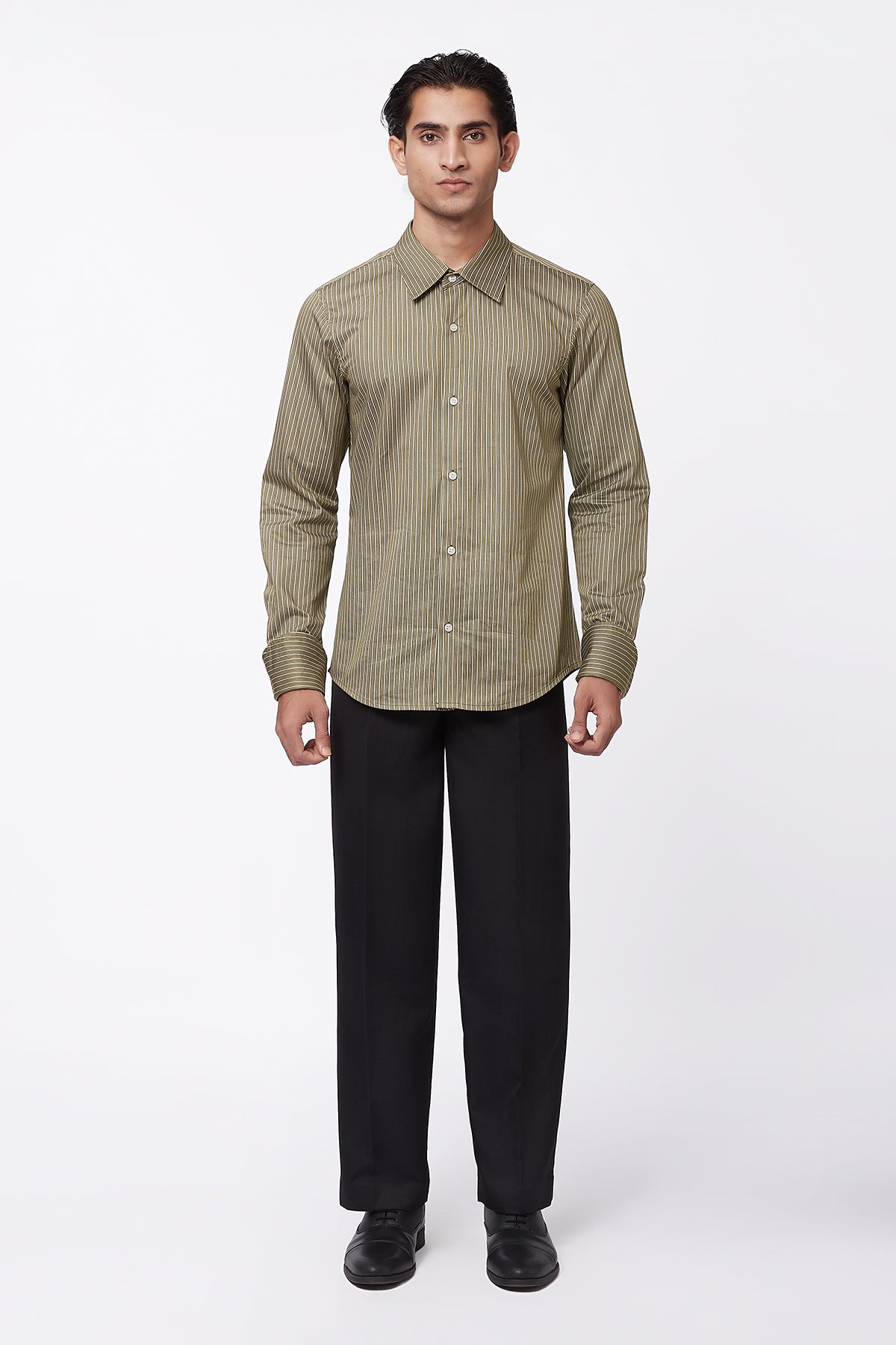 Hallow Pinstripe Shirt - Olive