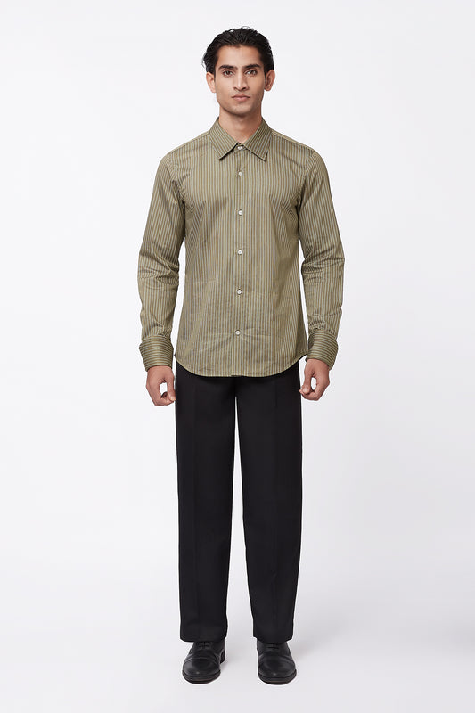 Hallow Pinstripe Shirt - Olive