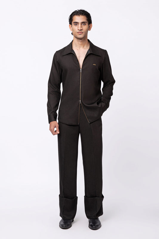 Core Folded Hem Trousers - Black