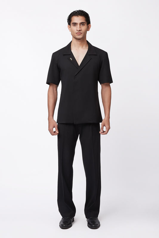 Reed Double Breasted Shirt - Black