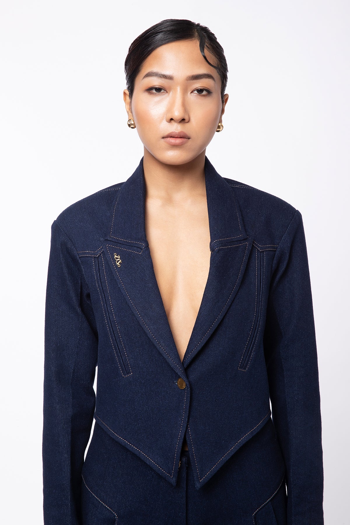 Fade Crop Jacket - Navy Blue