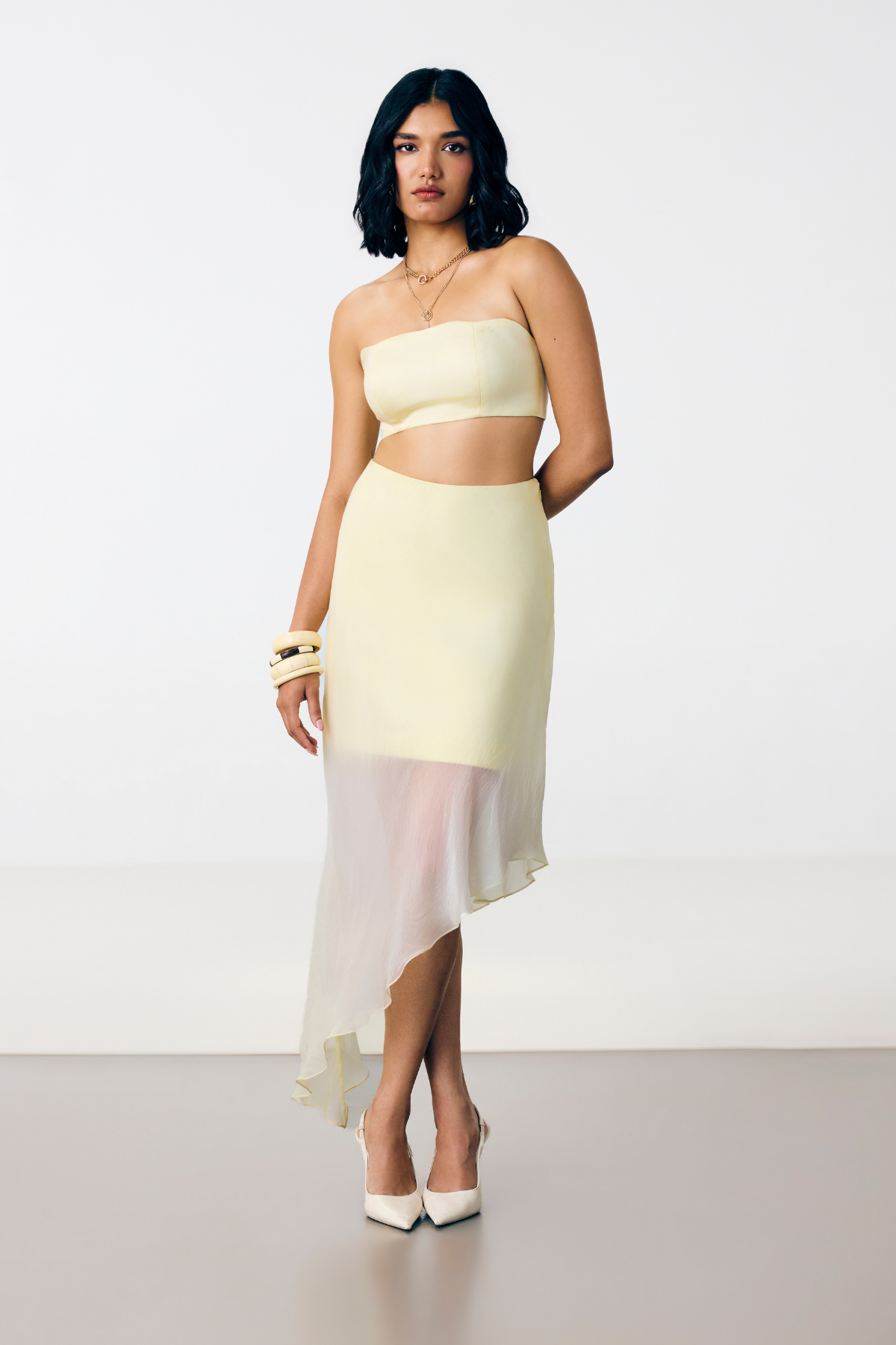 SOFT ASYMMETRIC SKIRT - BUTTERYELLOW