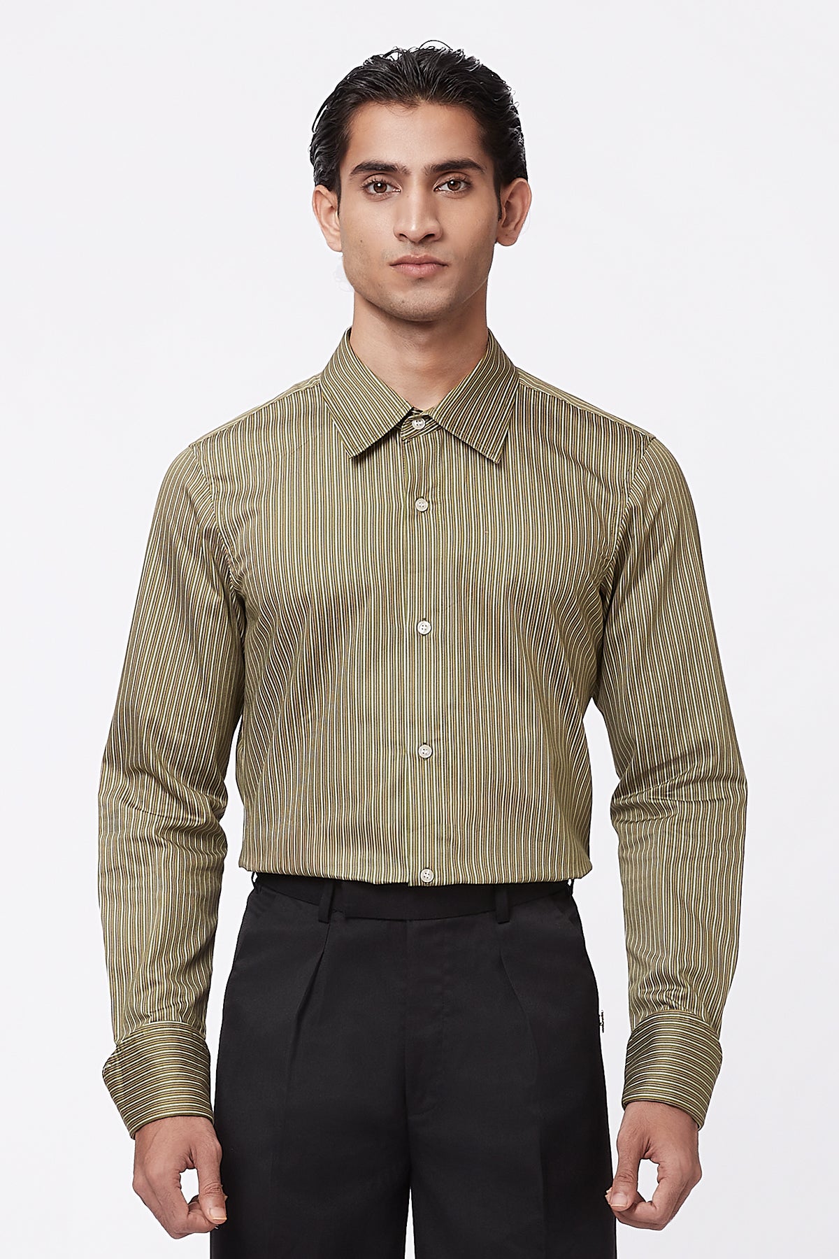 Hallow Pinstripe Shirt - Olive