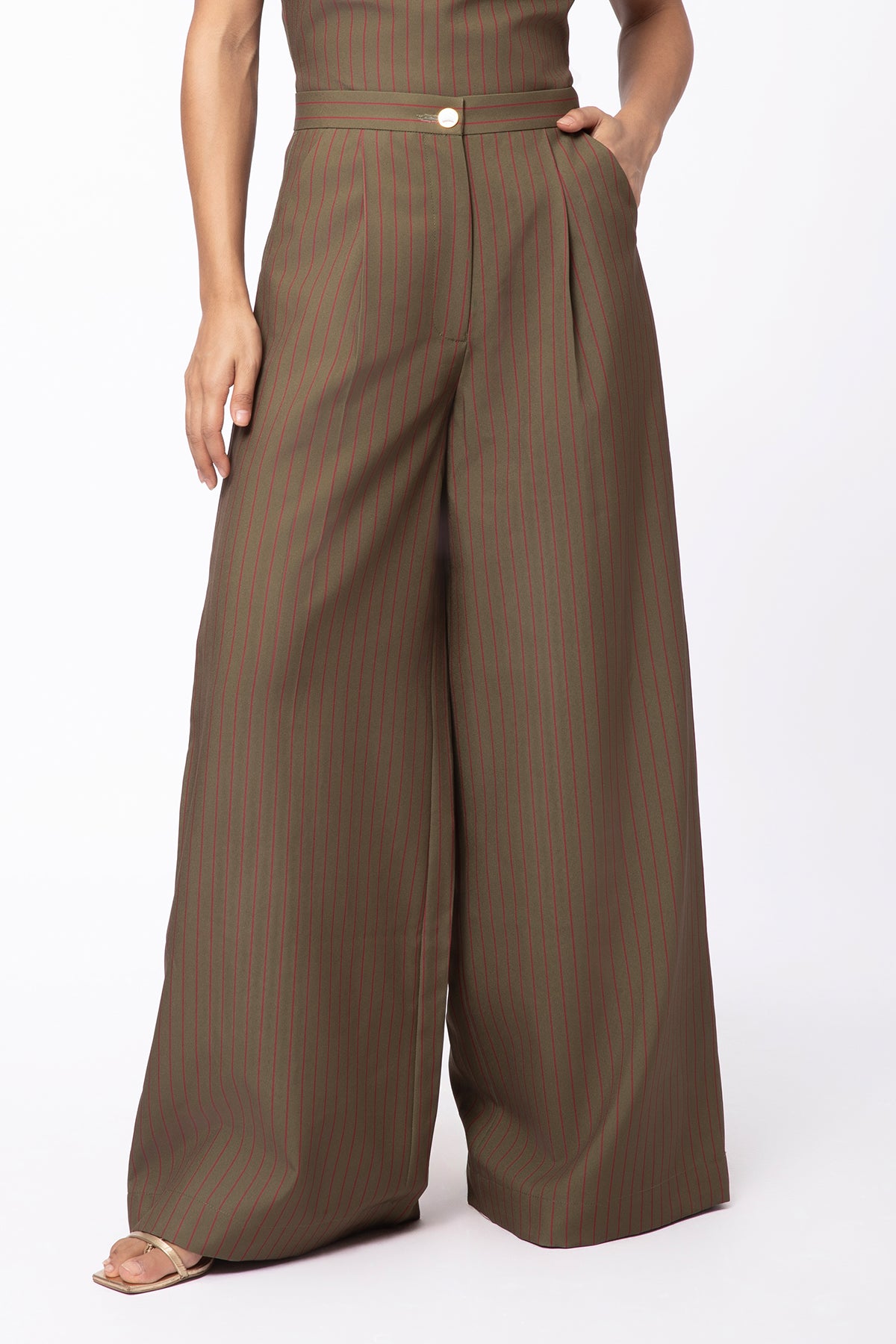 Still Stripe Trousers - Olive