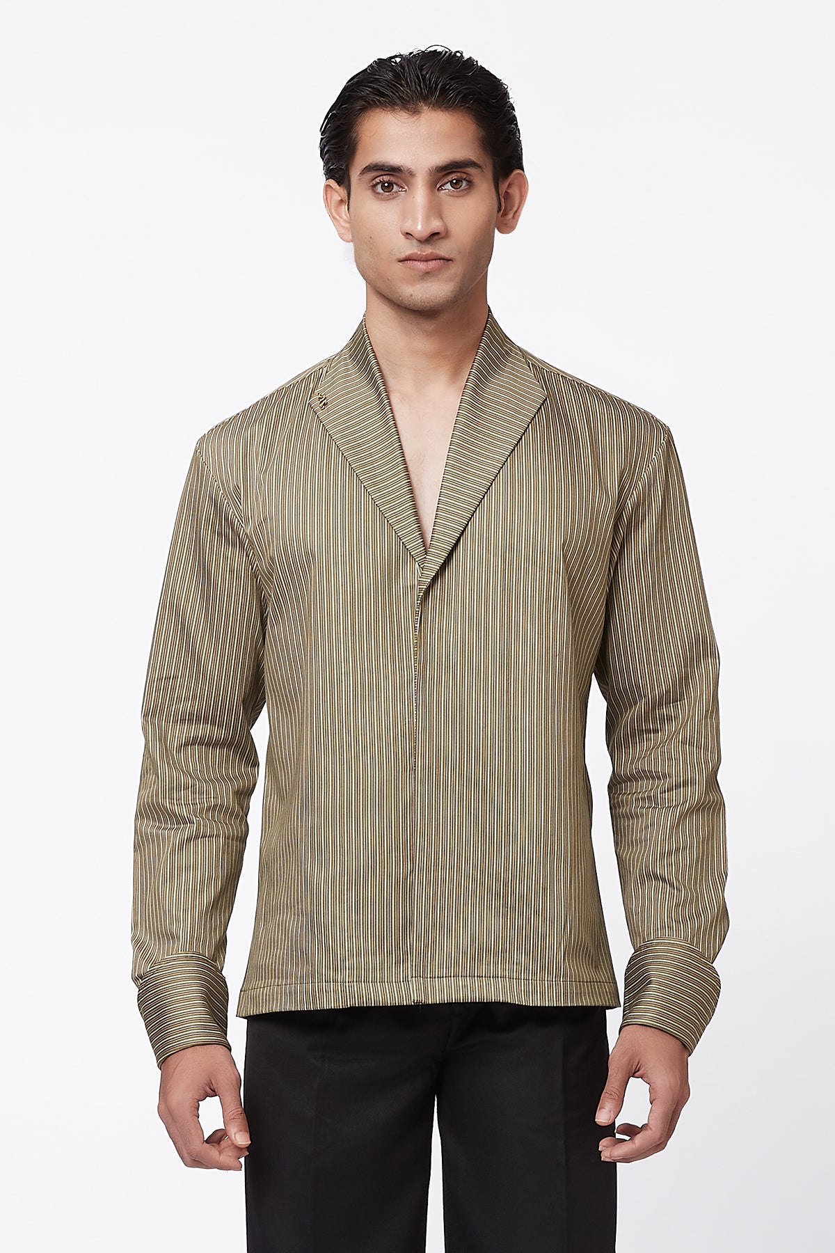 Ray Pinstripe Shirt -  Olive
