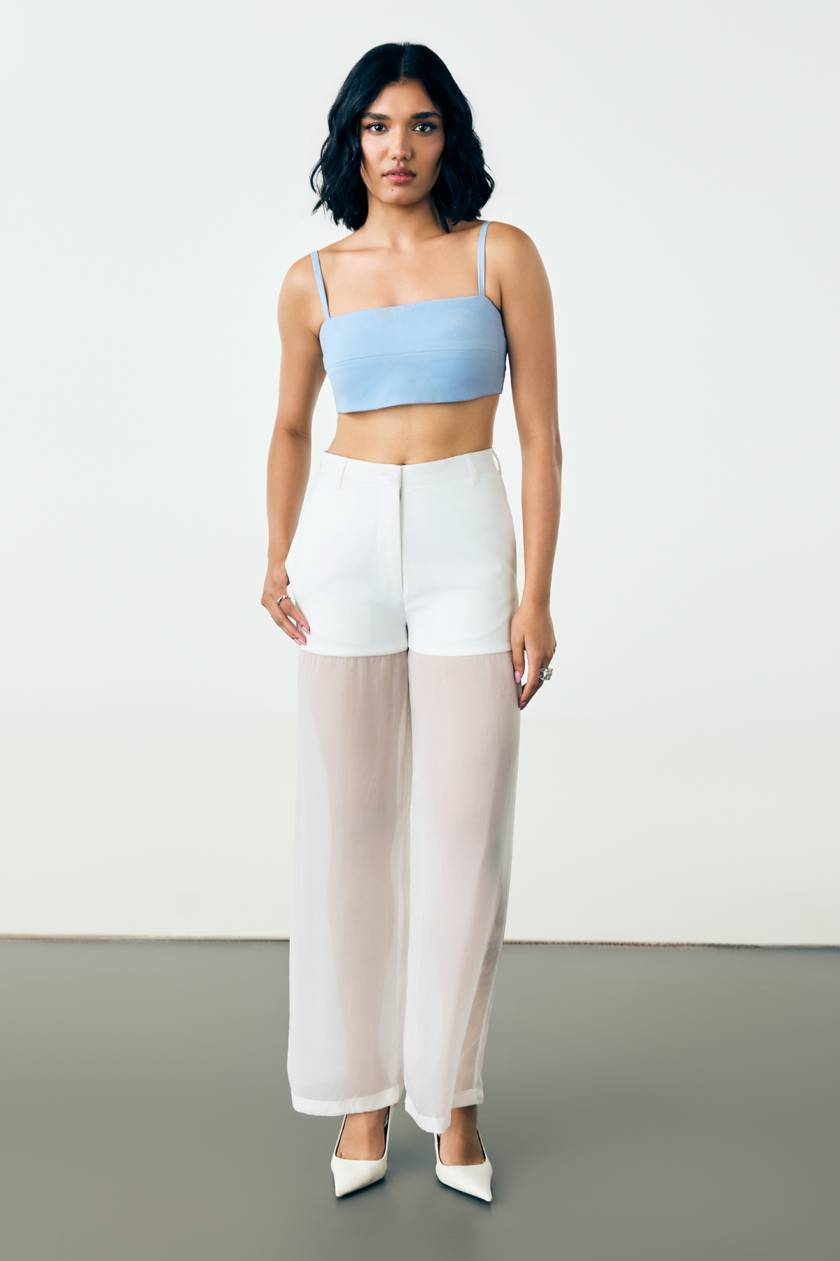 BLUSH SHEER TROUSERS - CLOUD WHITE