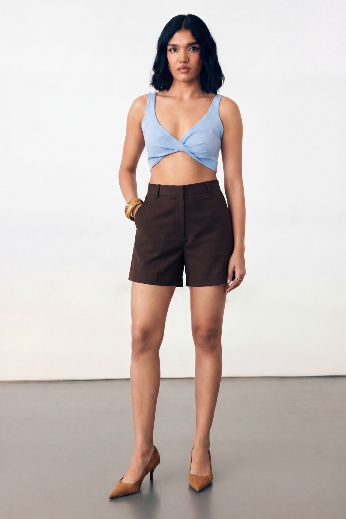 GROUND TAILORED SHORTS - DEEP BROWN