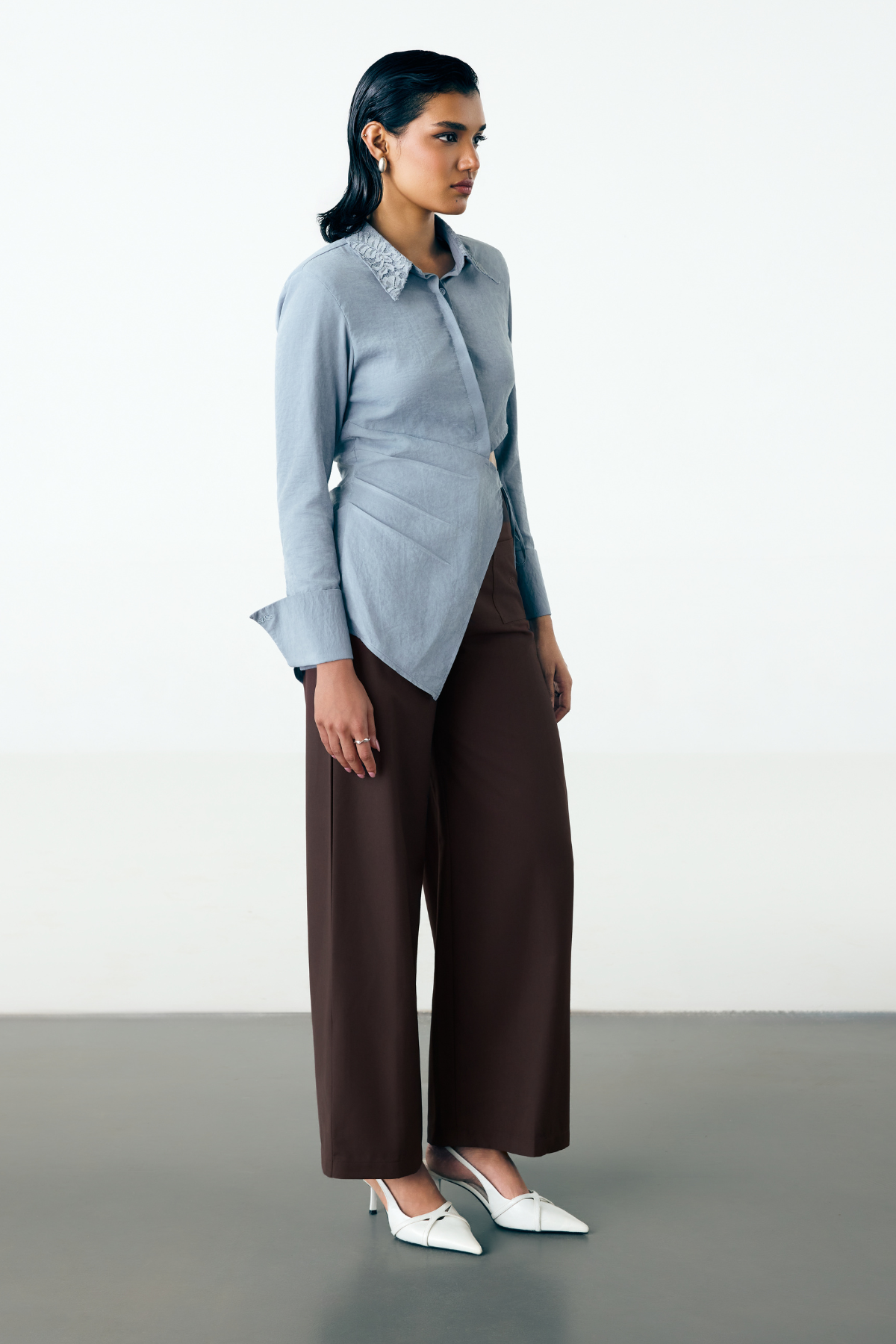 LOW TIE UP SHIRT - ICY BLUE