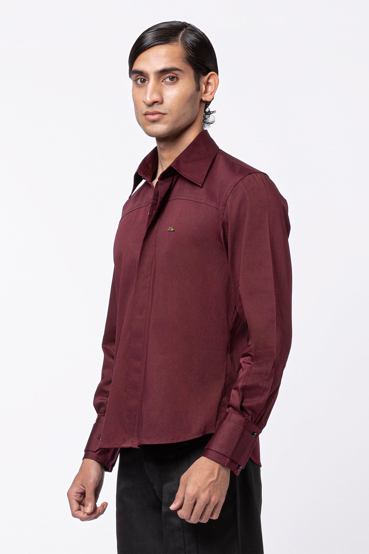 Brim Crop Shirt – Deep Red
