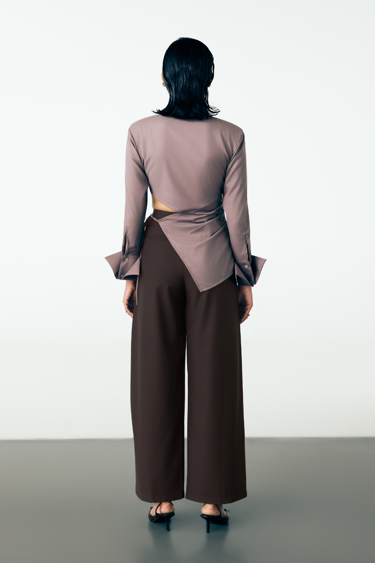 LOW TIE UP SHIRT - MAUVE