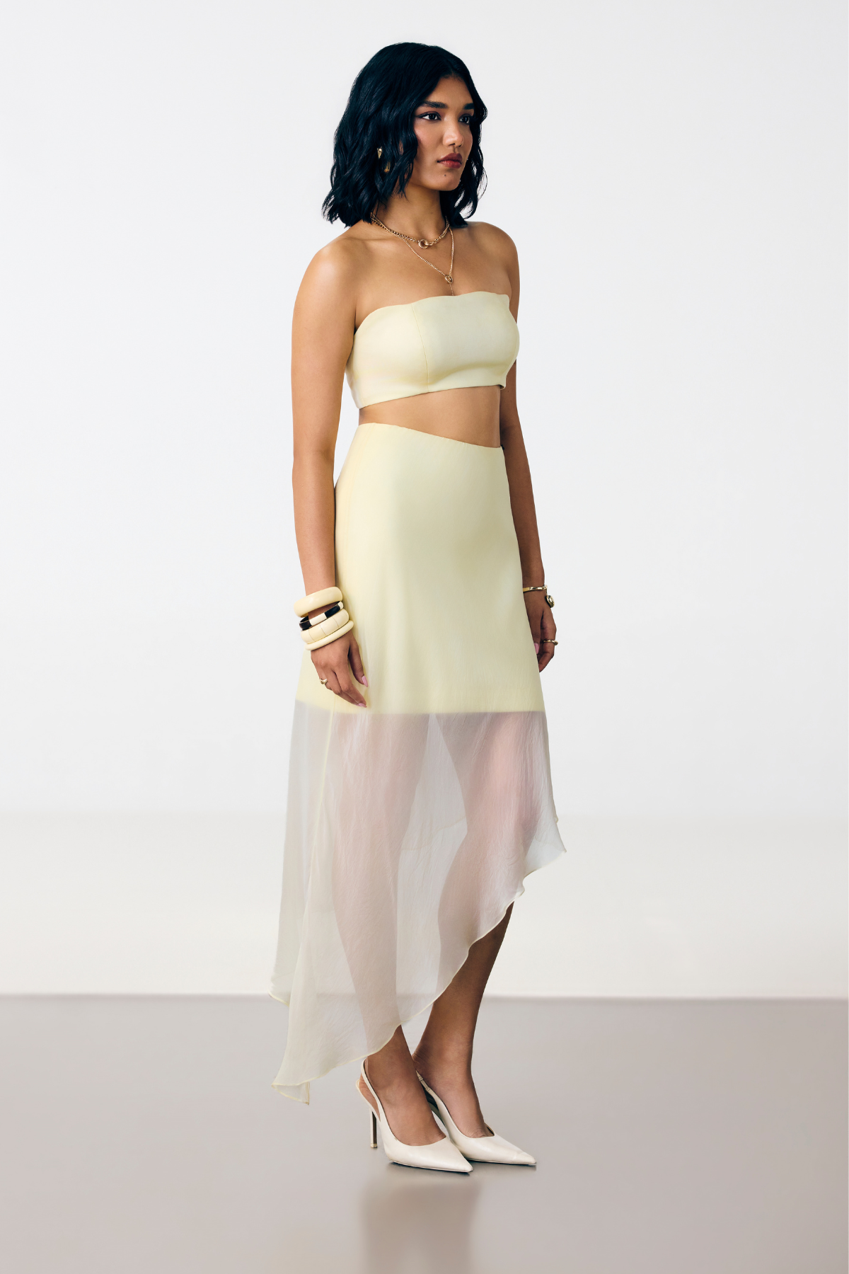 SOFT ASYMMETRIC SKIRT - BUTTERYELLOW