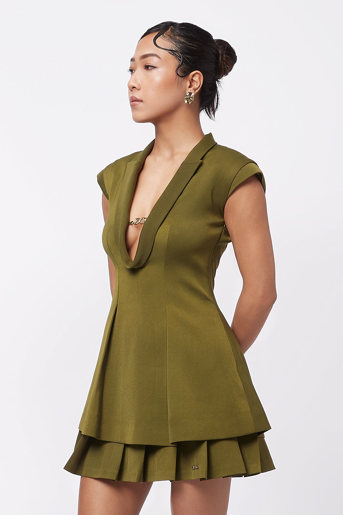 Whisper Cowl Neck Long Top - Olive