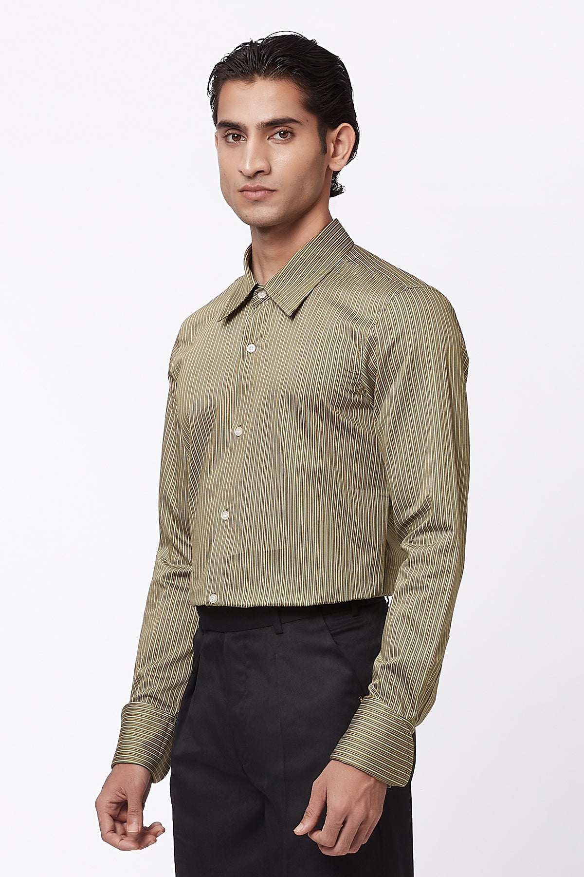 Hallow Pinstripe Shirt - Olive