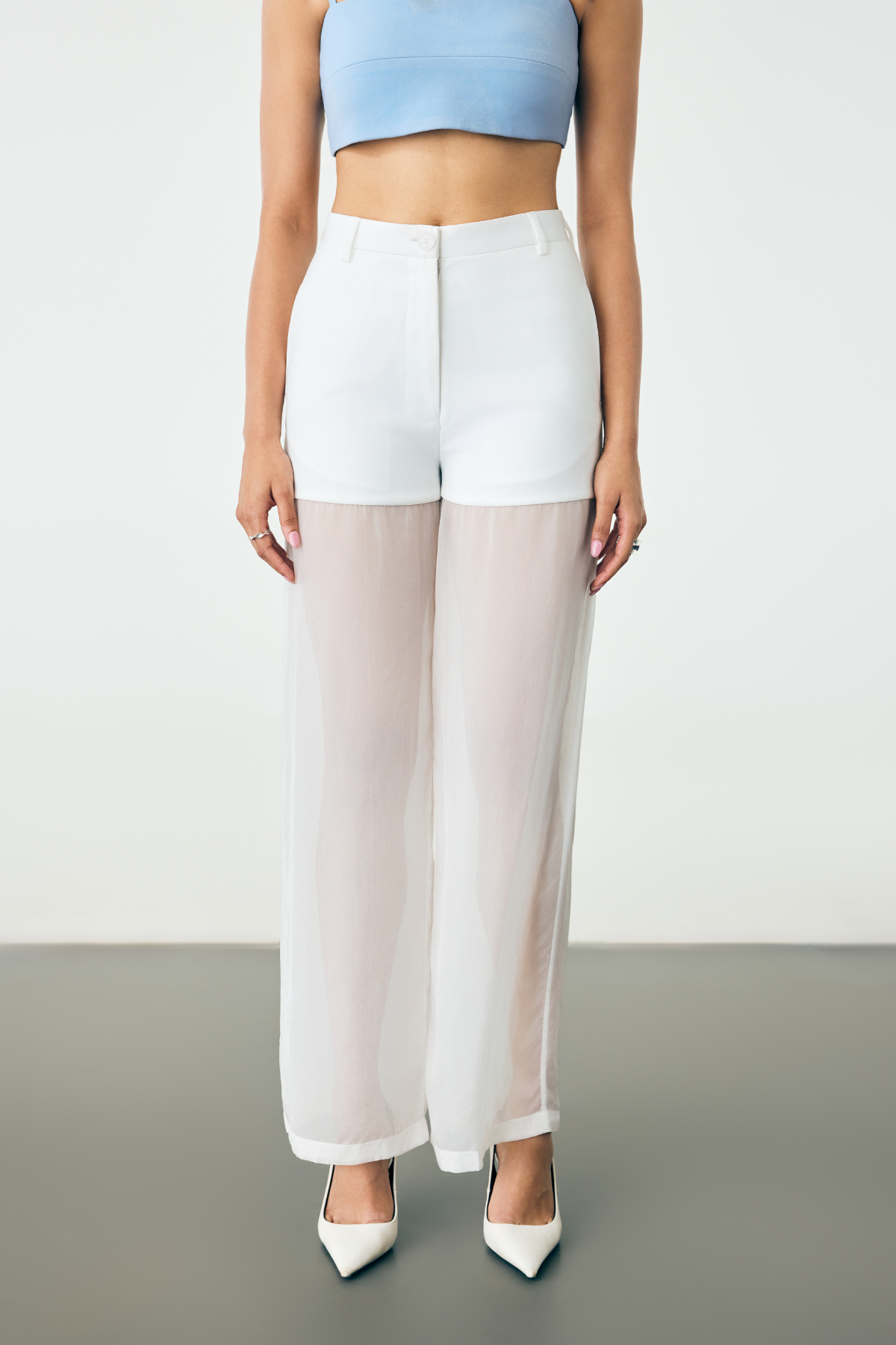 BLUSH SHEER TROUSERS - CLOUD WHITE