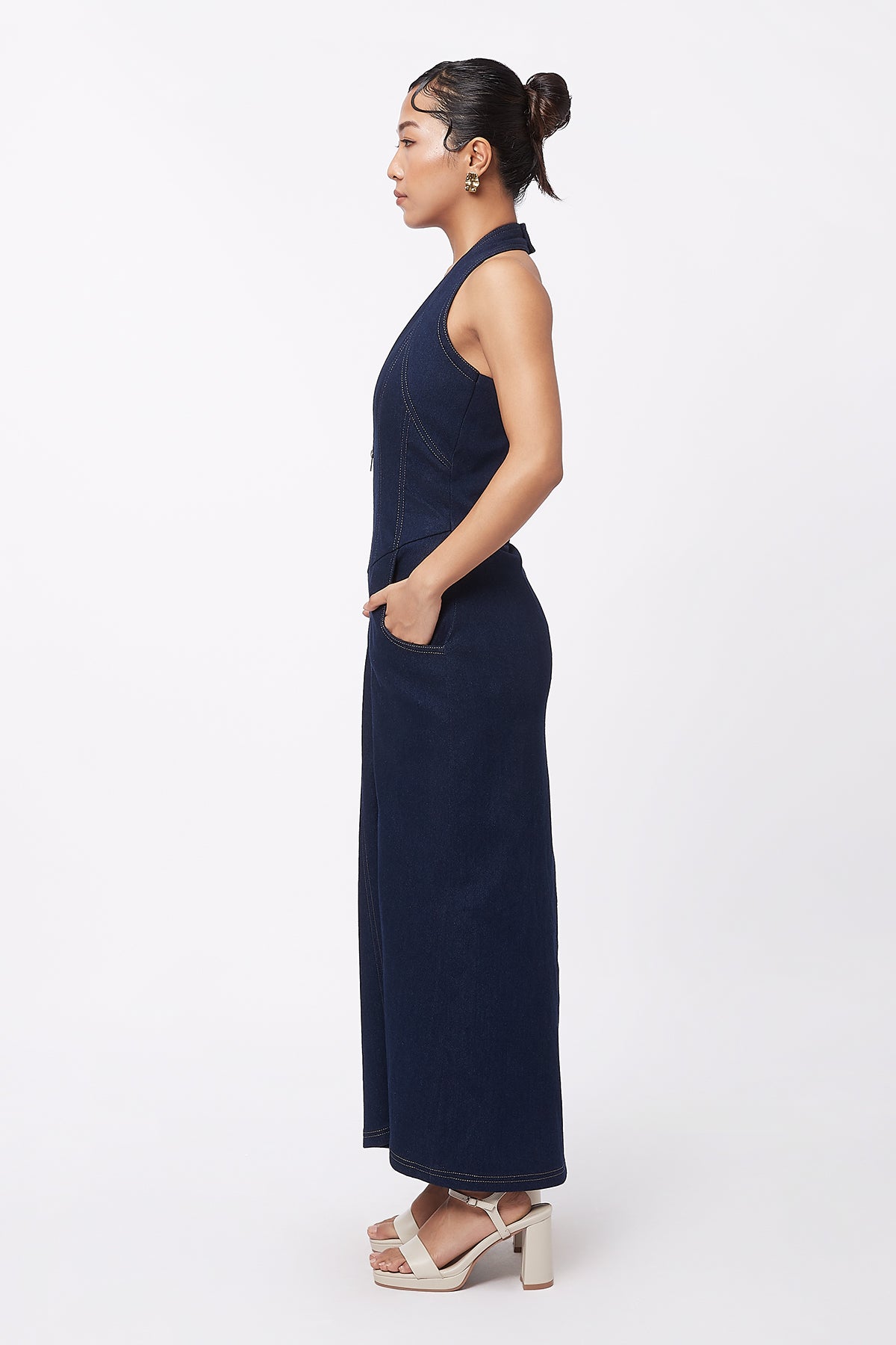 Unfold Halter Dress - Navy Blue