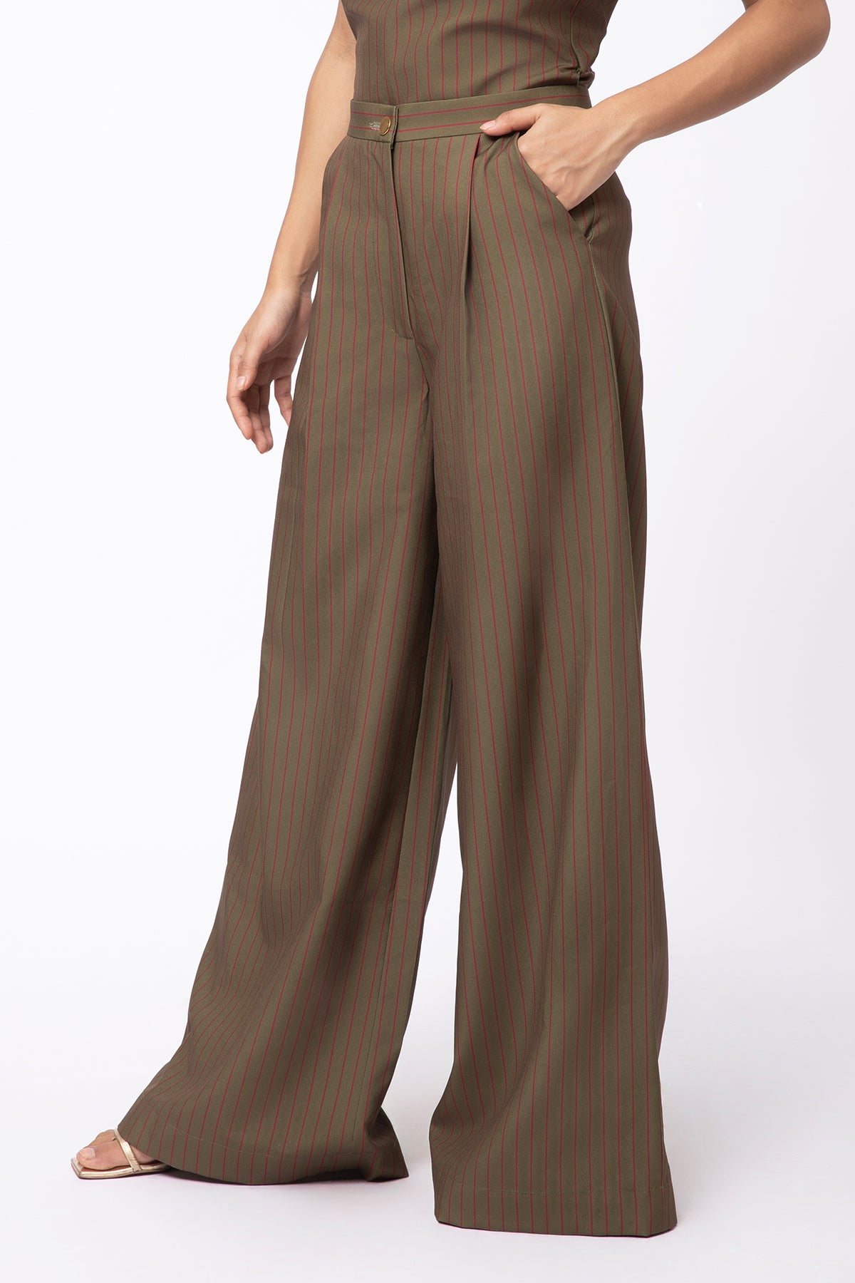 Still Stripe Trousers - Olive