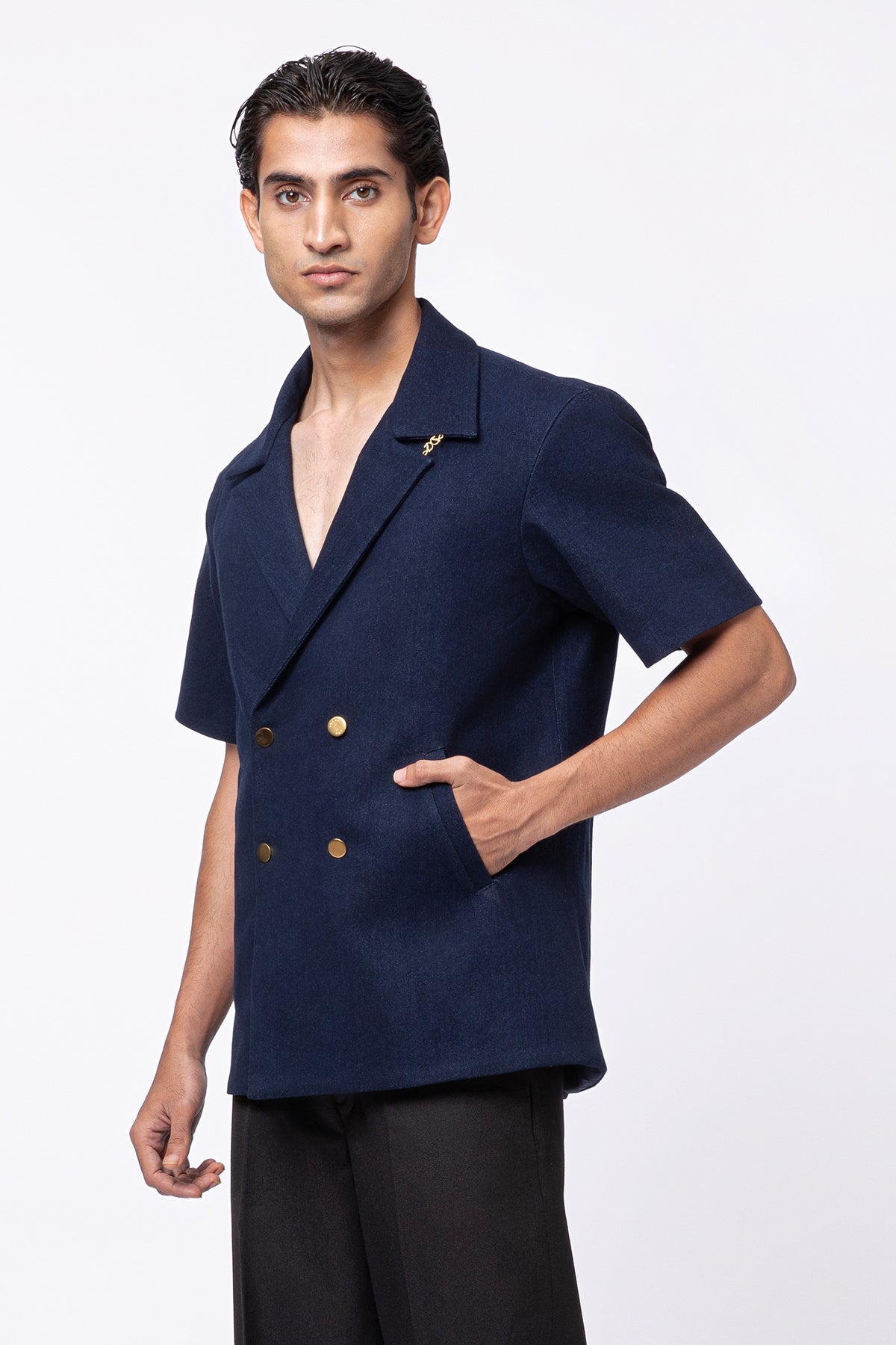Hatch Double Breasted Jacket - Navy Blue