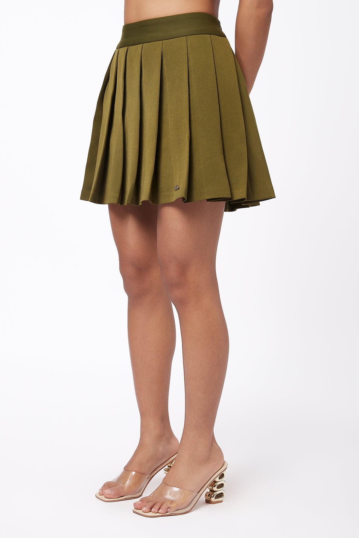 Whisper Pleated Mini Skirt - Olive