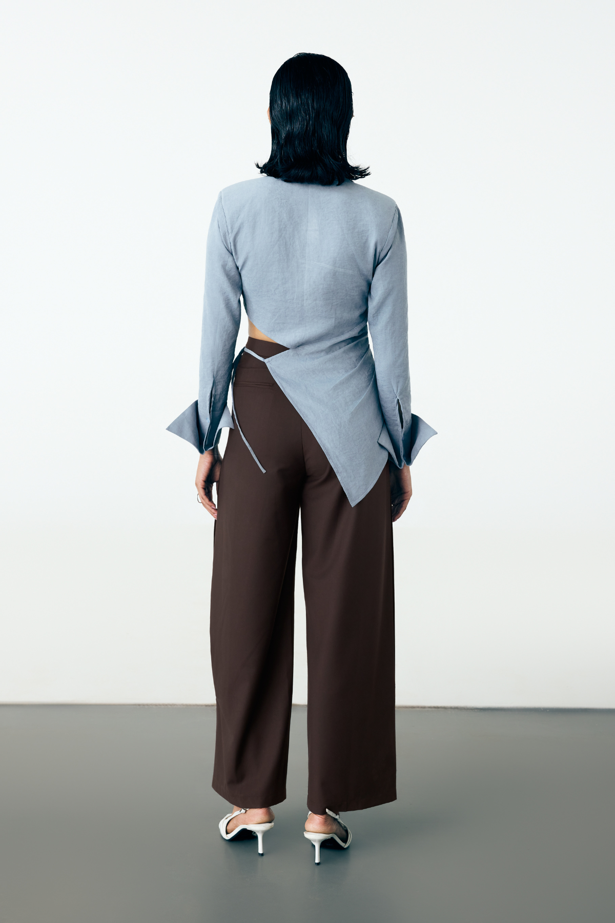 LOW TIE UP SHIRT - ICY BLUE