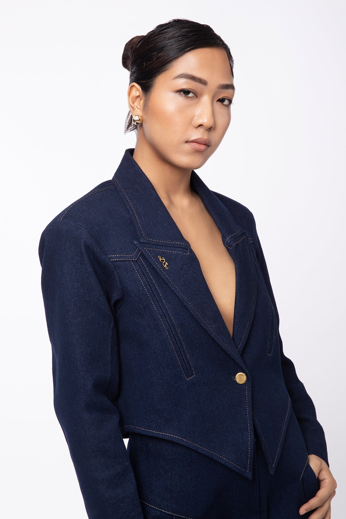 Fade Crop Jacket - Navy Blue