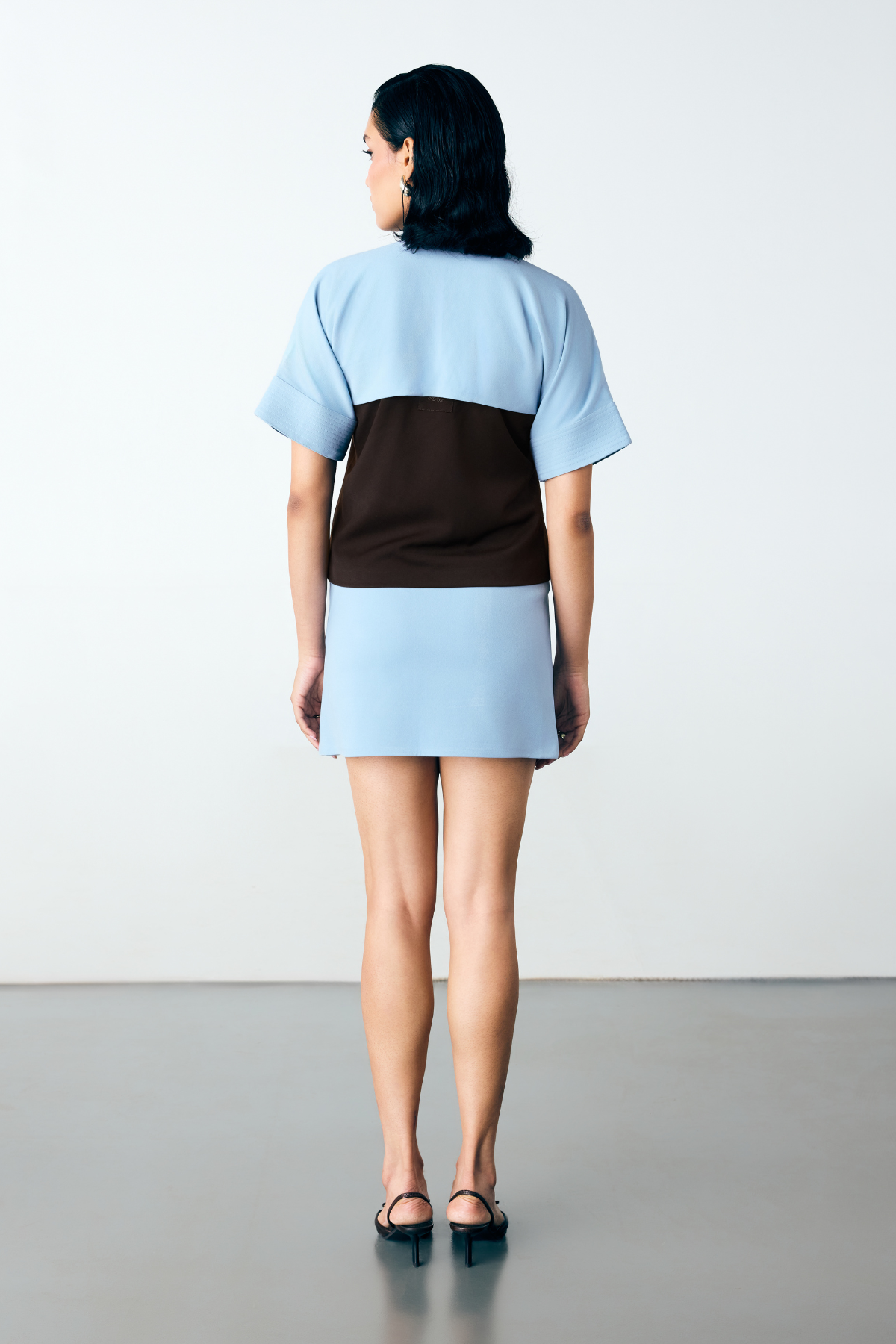 ASTER SHIRT TOP - ICY BLUE & ESPRESSO BROWN