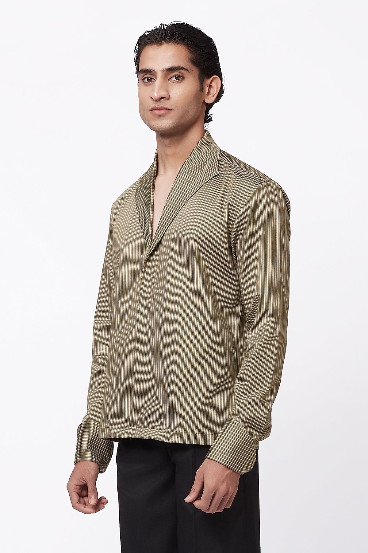 Ray Pinstripe Shirt -  Olive