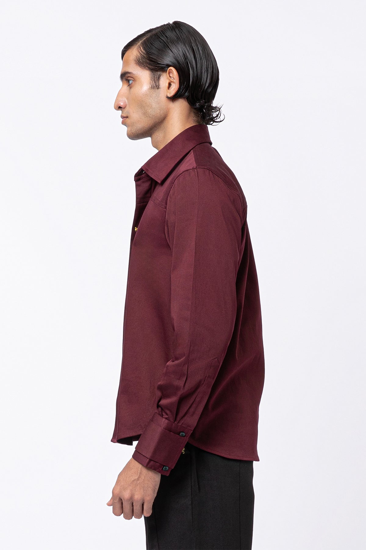 Brim Crop Shirt – Deep Red