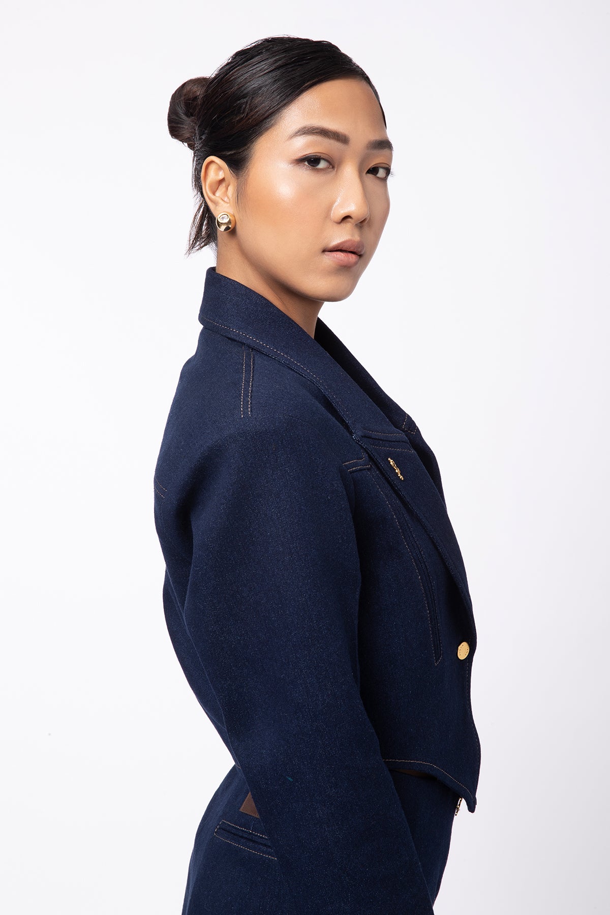 Fade Crop Jacket - Navy Blue