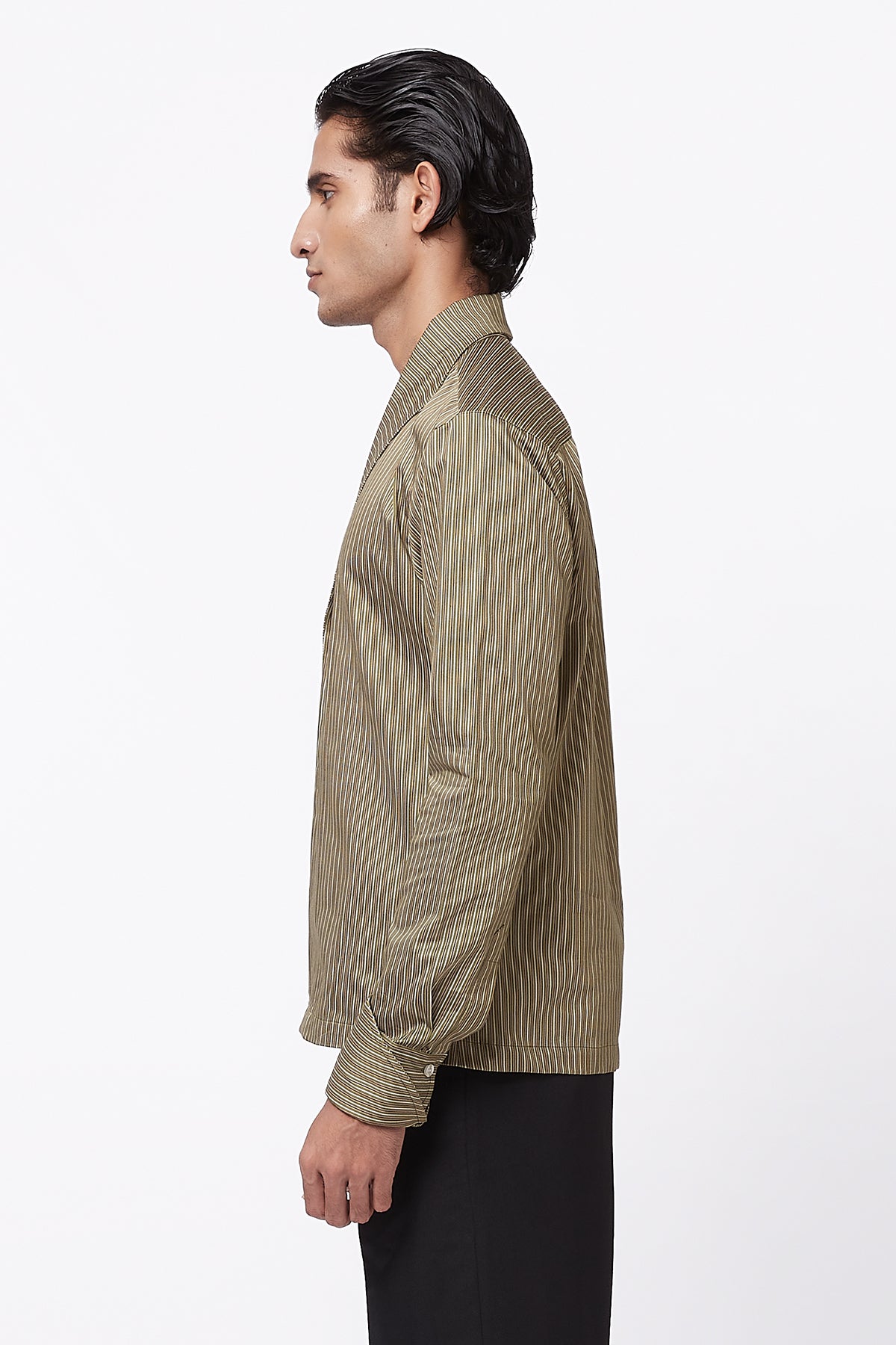 Ray Pinstripe Shirt -  Olive