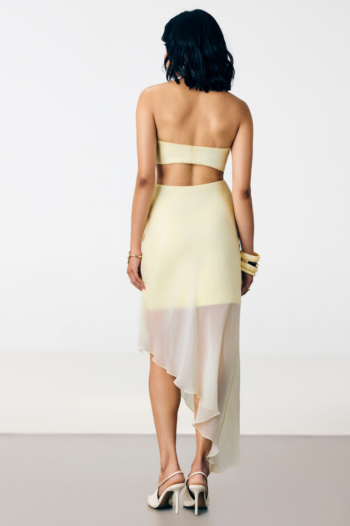 SOFT ASYMMETRIC SKIRT - BUTTERYELLOW