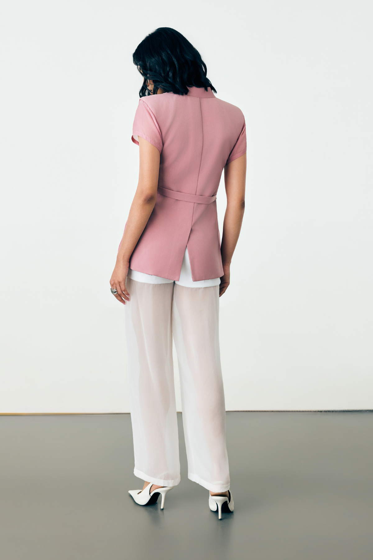 BLUSH BLAZER TOP - BLUSH PINK