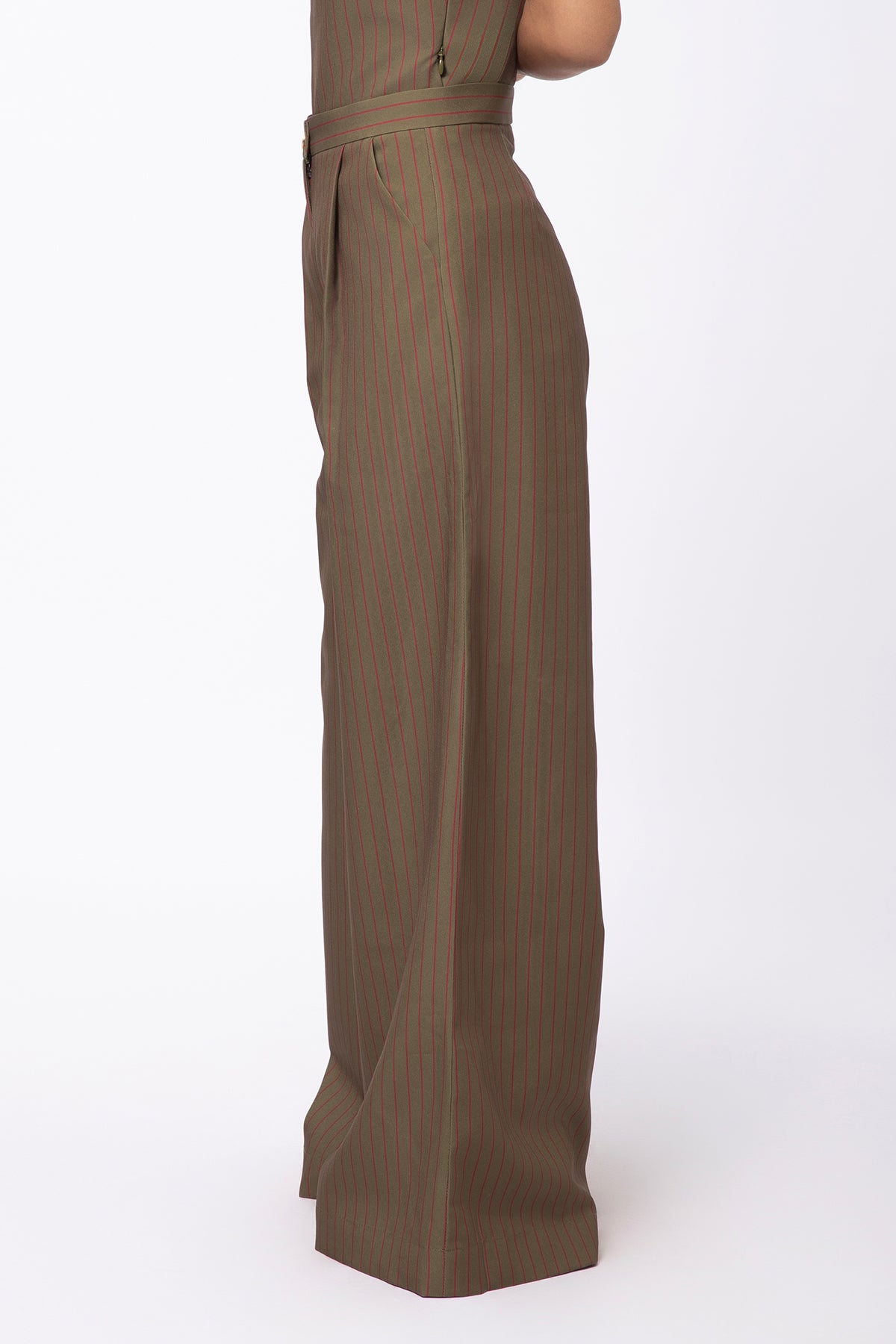 Still Stripe Trousers - Olive