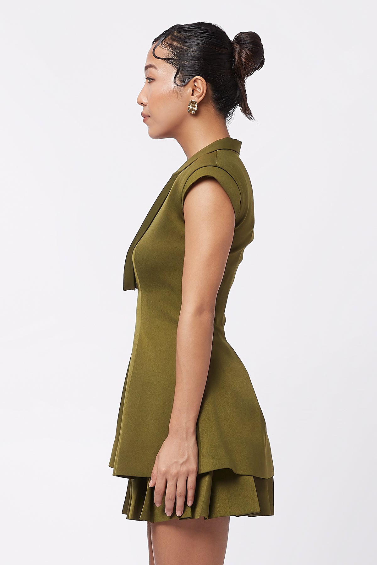 Whisper Cowl Neck Long Top - Olive