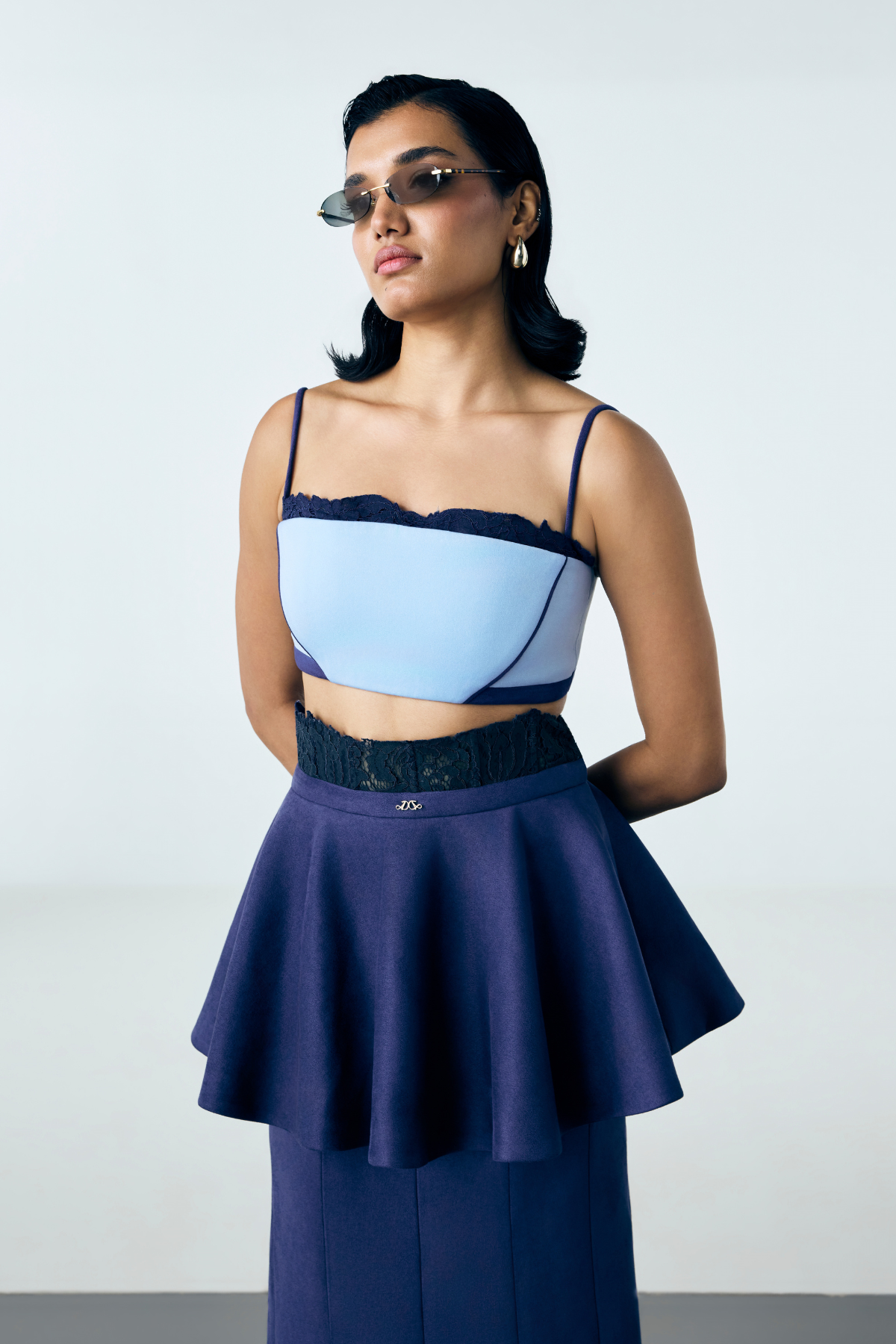 FLOAT PEPLUM SKIRT - DARK BLUE