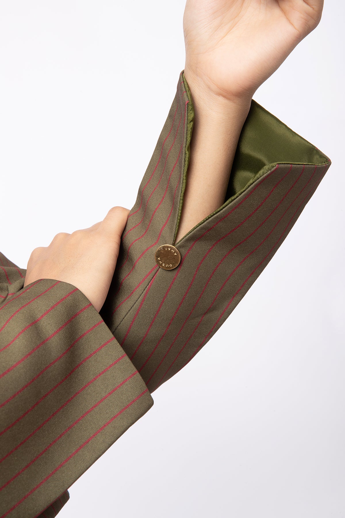 Ease Stripe Crop Blazer - Olive