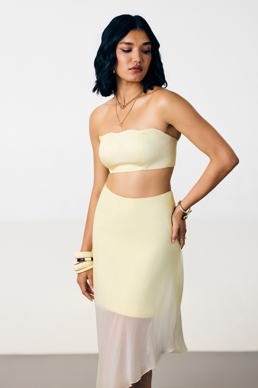 SOFT ASYMMETRIC SKIRT - BUTTERYELLOW