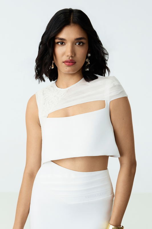 DROP CROP TOP - CLOUD WHITE